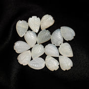 White Moonstone Leaf Shape Carving Beads, Natural White Moonstone Hand Carved Leaf Shape Beads, 17 MM Loose Leaf Charms for Jewelry Making