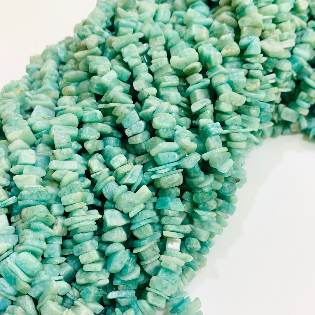 Natural Amazonite Smooth Uncut Chips Gemstone Beads, 16" AAA Quality Amazonite Rough Beads For Jewelry Making Craft Chips & Nuggets Beads