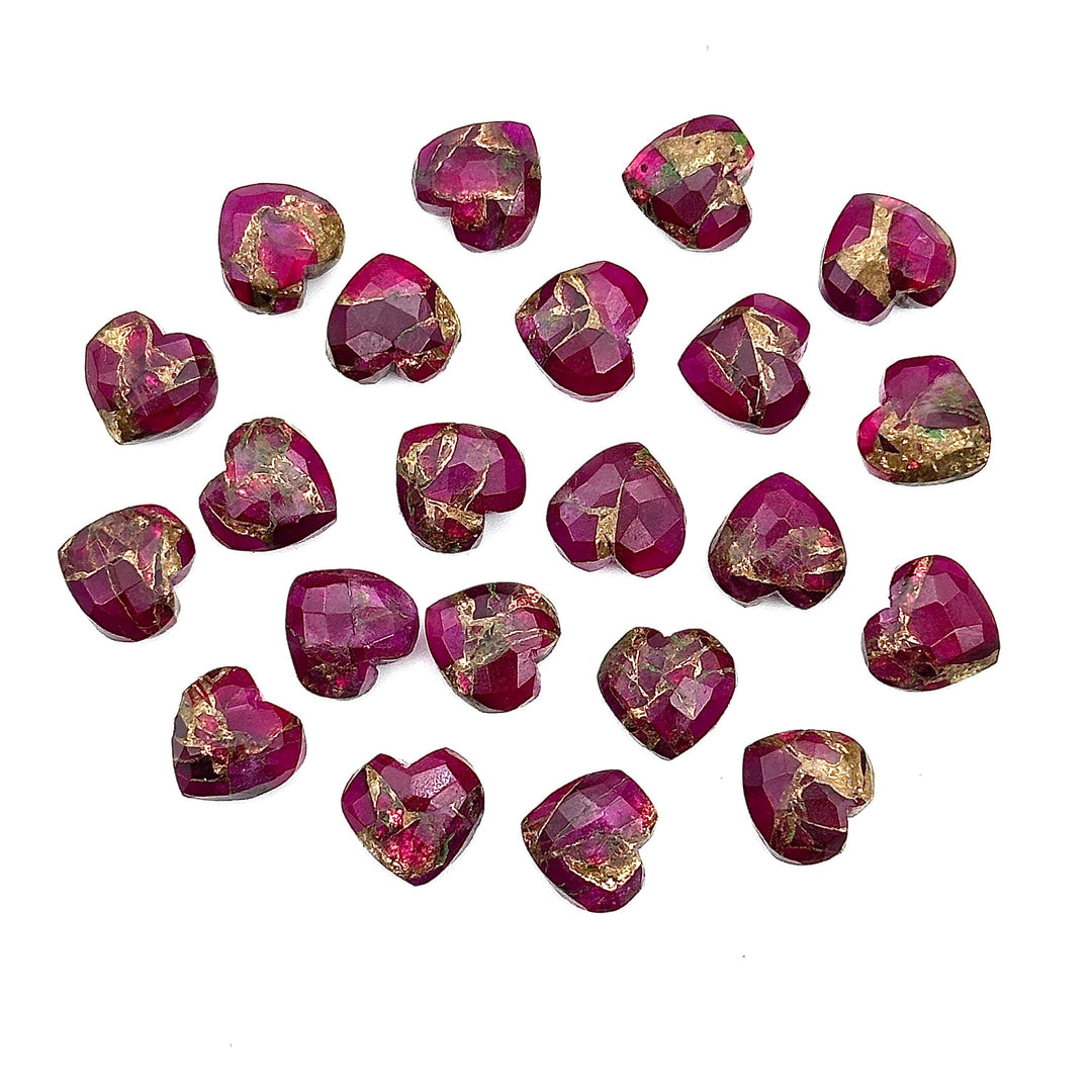 AAA Pink Turquoise Heart Shape Beads, Hot Pink Copper Turquoise Heart Carving Beads, 10 MM Gemstone, Mohave Turquoise Beads, Red  Heart
