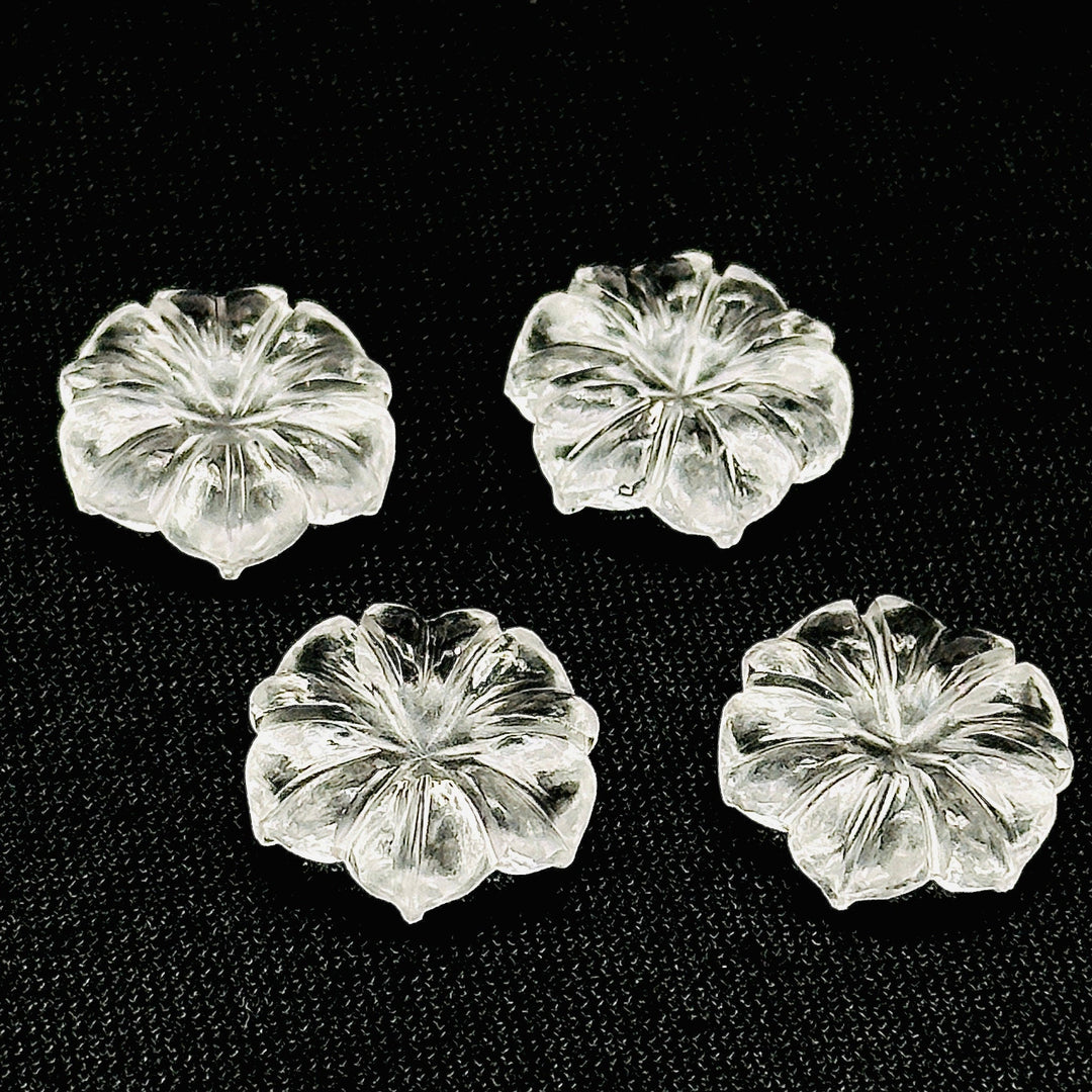 Natural Crystal Quartz Flower Shape Carved Gemstone, Flower Shape Carving, Carved Gemstone For Jewlery 17 mm, Craft Making Flower Charm