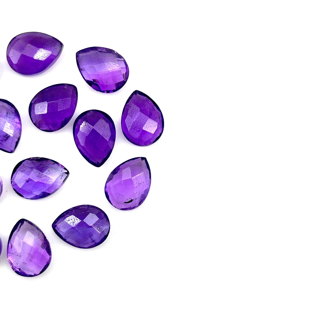 Natural Amethyst Faceted Pear Shape Beads, AAA+ Quality Teardrop Bead, 9X12 MM Briolette's Beads, Matched Pairs, Jewelry Making Beads