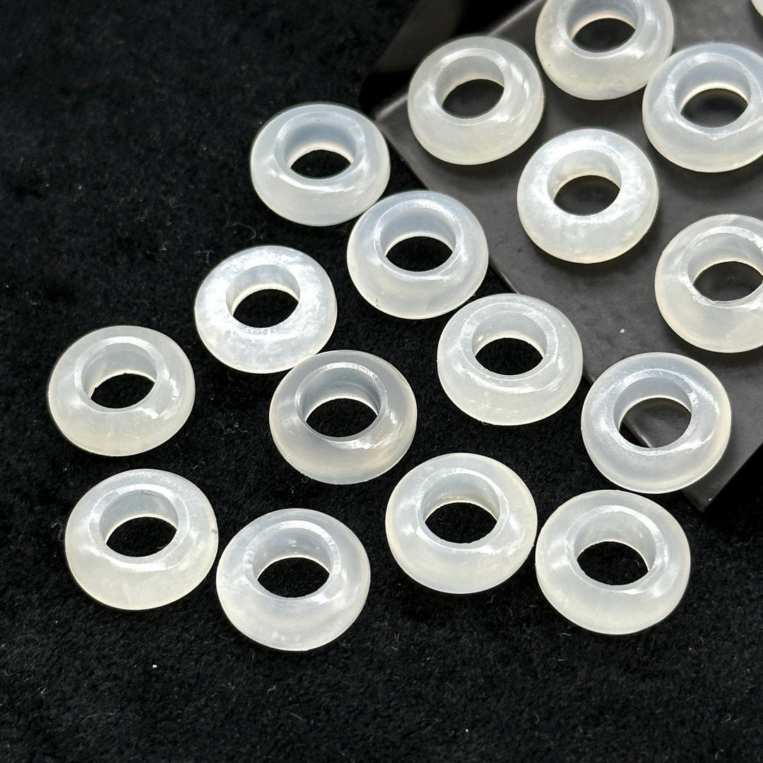 Natural White Moonstone Donut Shape Gemstones, Moonstone Donut Carving, Healing Gemstone Beads, 12 mm Moonstone Smooth Donut Beads
