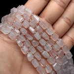 Load image into Gallery viewer, Natural Rose Quartz Faceted Tumble Shape Gemstone Beads, AAA Pink Quartz Nuggets Shape Beads, 8" Fancy Wholesale Jewelry Beads, 6X8-7X9 MM