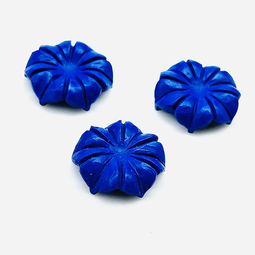 Dainty Lapis Lazuli Flower Shape Carved Gemstone, Blue Lapis Flower Shape Carving, Gemstone For Jewlery 17 mm, Craft Making Flower Charm