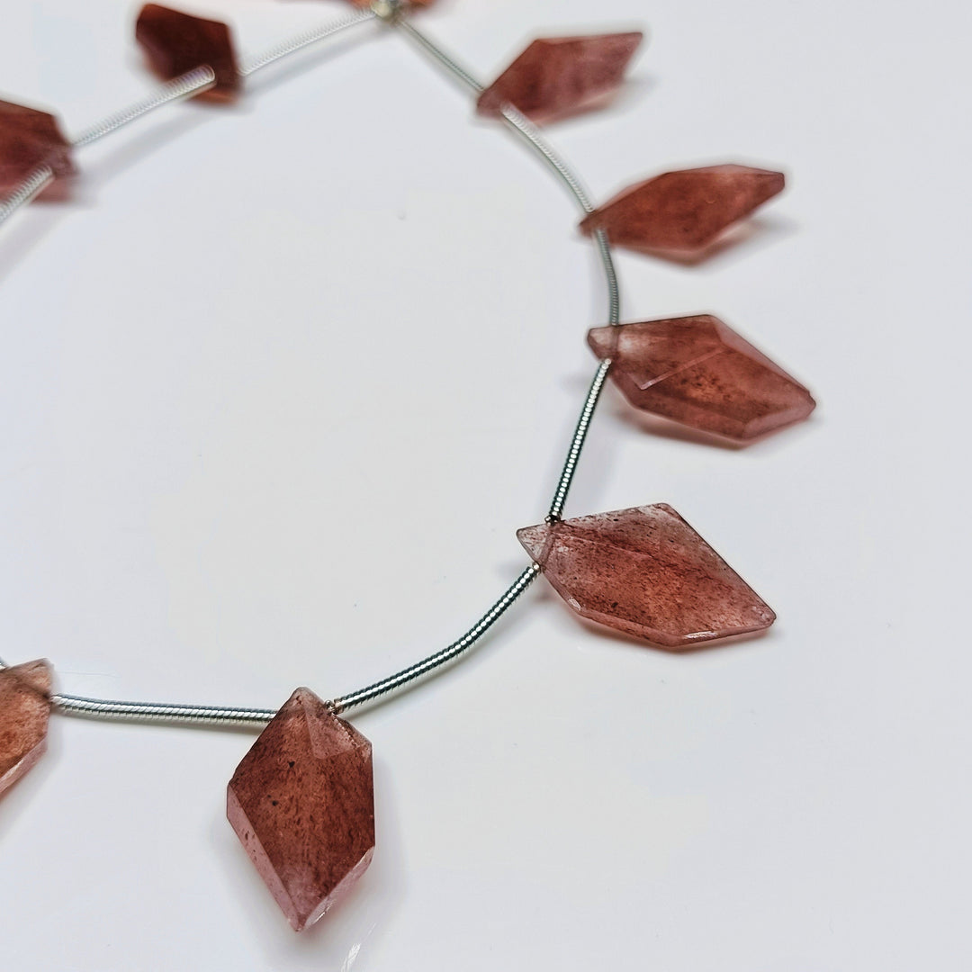 Amazing fancy shape beads strands 100% Natural 10 pcs Pink strawberry fancy Shape Beads Strand, Faceted Beads, 20X11 mm.