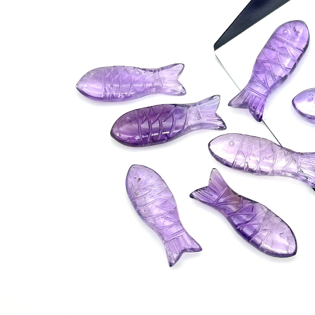AAA Pink Amethyst Fish Shape Gemstone Crystals, Natural Amethyst Fish Beads for Jewelry Making, 30 MM, Home Decor Stone Gifts