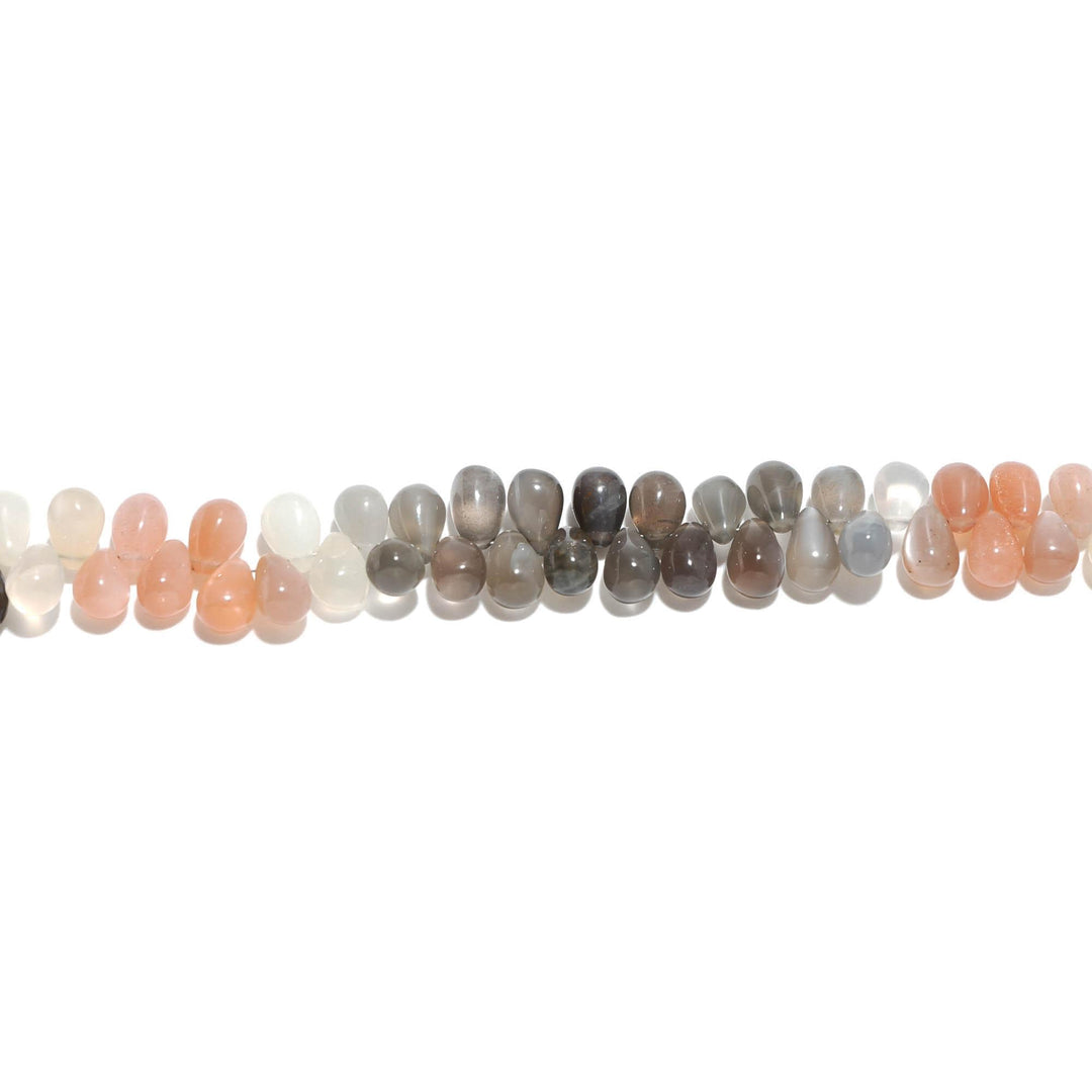 Natural Multi Moonstone Drop Shape Beads, Mix Moonstone Smooth Teardrop Side Drill Beads for Jewelry Making, 7 Inch, 8 MM Approx