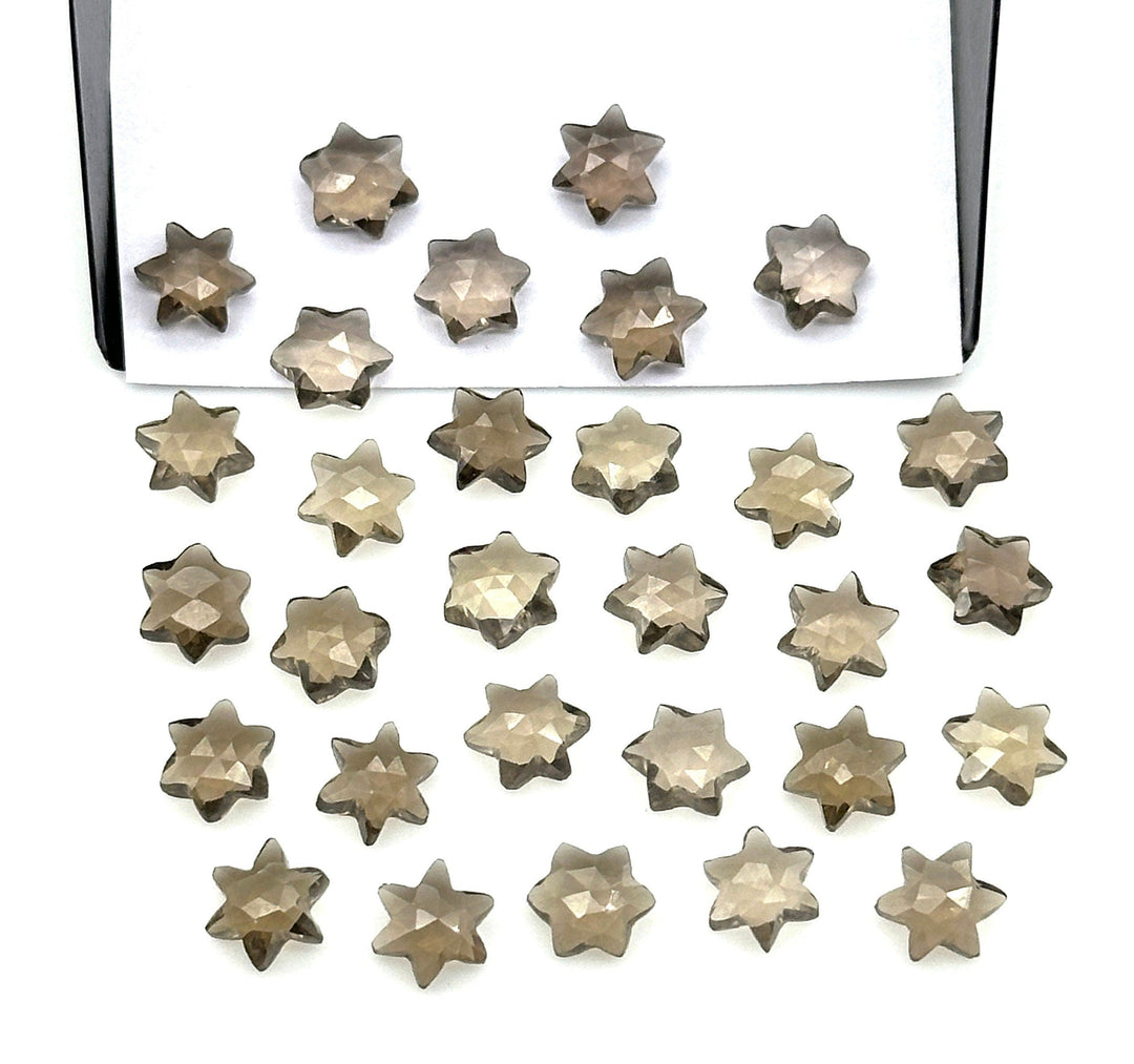 Natural Smokey Quartz Little Stars, Brown Smokey Quartz Star Shape Beads, 6 MM Star Shape Gemstone for Jewlery, 6 Sides Carving Star Beads