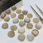 Load image into Gallery viewer, Natural Grey Moonstone Sea Shell Shape Beads, Hand Carved Shell Briolette's, Shell Carving Gemstones For Jewelry 12 mm, Shell Charms Beads