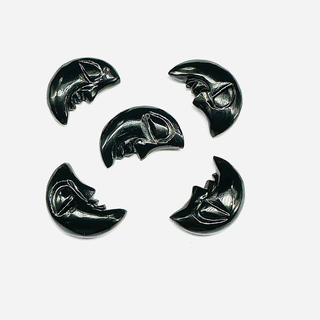 AAA Natural Black Onyx Moon Face, Black Onyx Half Moon Carvings, 18X13 MM, Jewelry Making Carving Gemstone, Carved Face Crystal, Face Charm