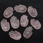 Load image into Gallery viewer, Natural Rose Quartz Hamsa Shape Carving Gemstones, 25 MM Palm Shape Gemstone, Healing Power Of Hamsa, Hand Carved Jewelry Making Charms