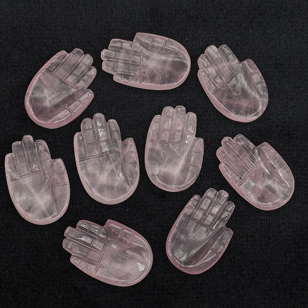 Natural Rose Quartz Hamsa Shape Carving Gemstones, 25 MM Palm Shape Gemstone, Healing Power Of Hamsa, Hand Carved Jewelry Making Charms