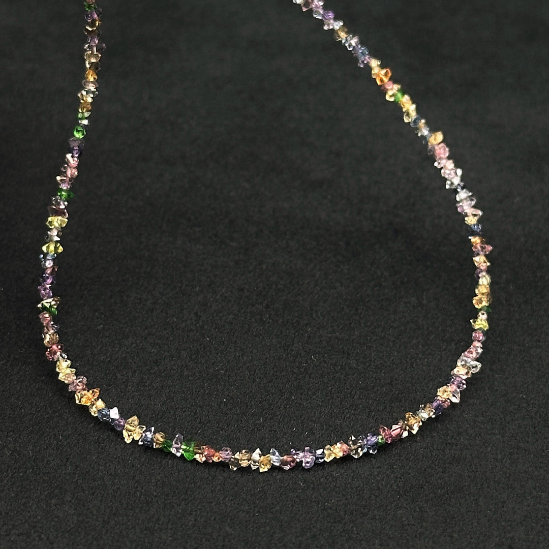Herkimer Diamond Necklace: Raw Gemstone Beads, Sterling Silver (16 inches)