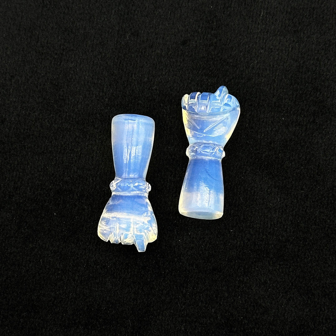 Amazing Opalite Hand Shape Carving, Flashy Opalite Punch Shape Stone, 27 MM Loose Hand Fist Charm For Jewelry Making, Hamsa Charms