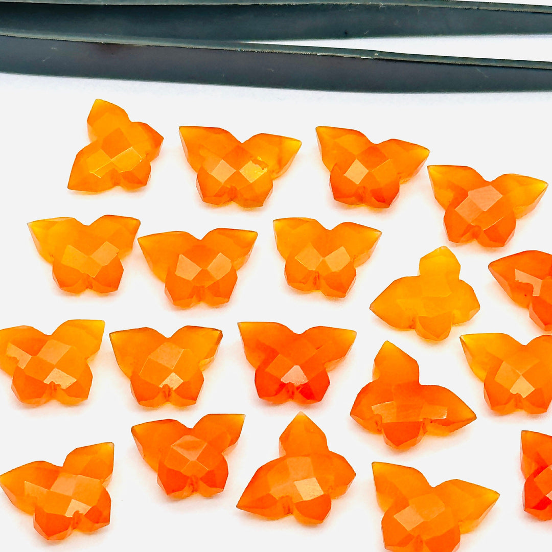 Natural Carnelian Butterfly Shape Carving Beads, Faceted Butterfly Gemstone, Carnelian Animal Carving Beads For Jewelry, Charm Beads 14MM