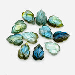 Load image into Gallery viewer, Flashy Labradorite Leaf Shape Carving Gemstone Beads, 9X13 MM Leaves Shape Loose Briolette's, Blue Fire Beads For Jewelry, Wholesale Beads