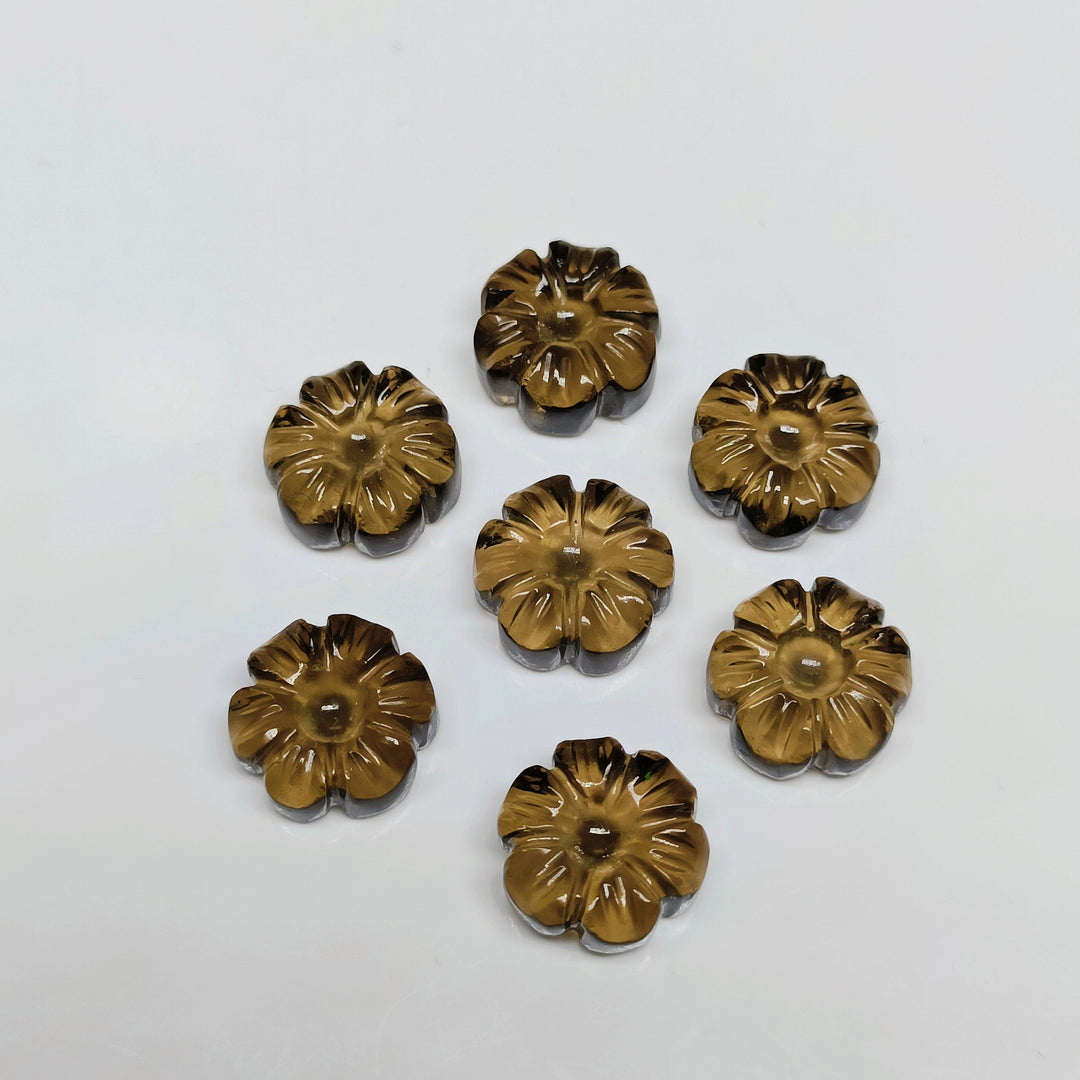 2,3,4,5,6 pcs  100% Natural Smokey  Quartz  Fancy Shape Carved Gemstone, Fancy Shape Carving, Carved Gemstone For Jewellery 12 mm