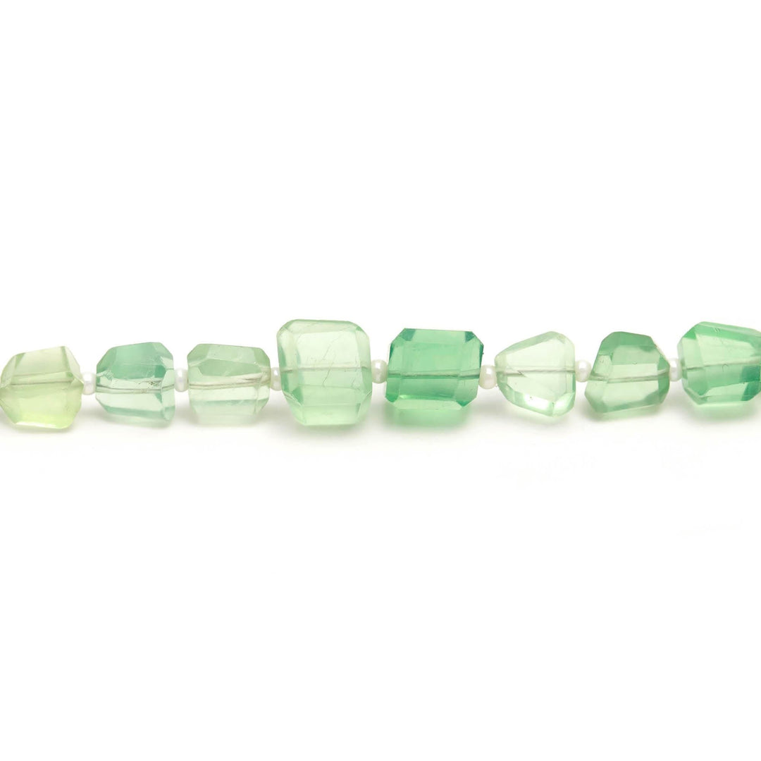 AAA Green Fluorite Faceted Tumble Gemstone Beads ~ 5X7-6X8MM Natural Fluorite Nuggets Shape Beads ~ 8" Strand Jewelry Making Wholesale Beads