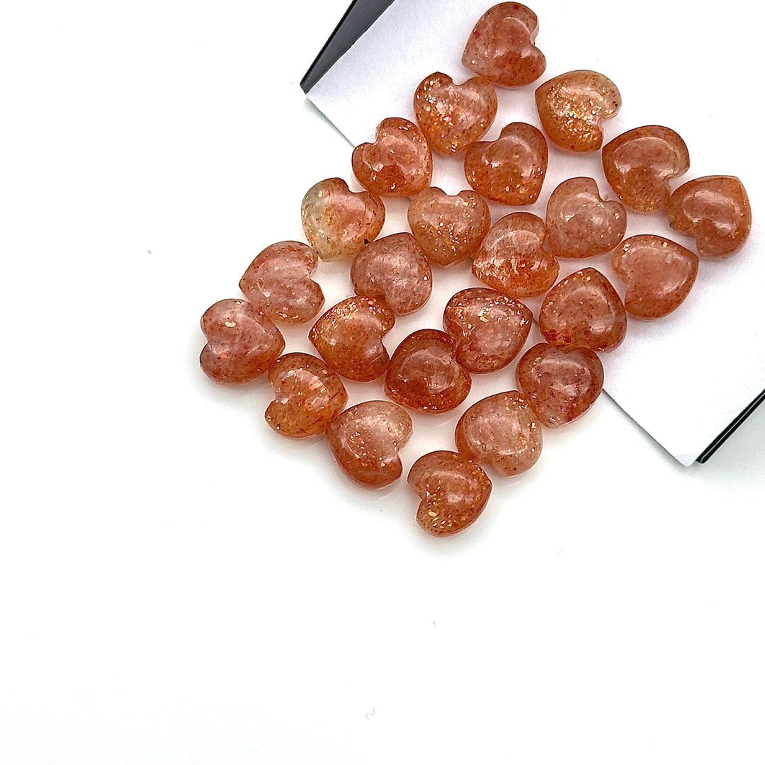 Red Sunstone Heart Briolettes: AAA Gemstone Beads, Hand Carved 8mm