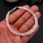 Load image into Gallery viewer, Rainbow Moonstone Beads Bracelet, Natural Blue Flash Smooth Beads Bracelet, White Rainbow Bracelet, Gemstone Silver Anklet For Girls