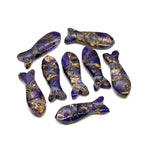 Load image into Gallery viewer, Carved Copper Amethyst Fish Beads: 25mm Briolette Charms