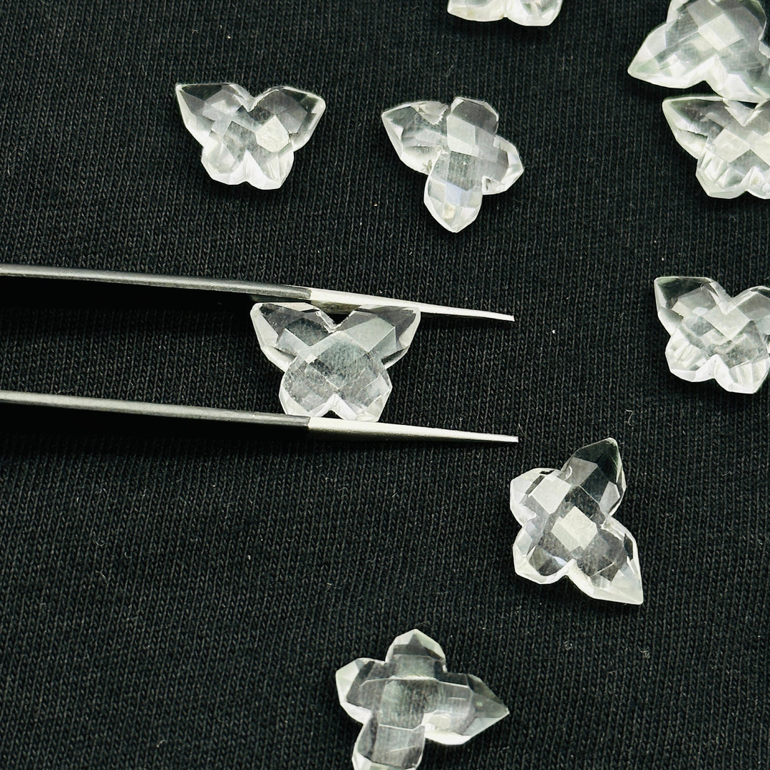 Natural Crystal Quartz Butterfly Shape Gemstone Beads, Handmade Faceted Butterfly Shape Carving Beads, Crystal Briolettes Beads 14x10 MM
