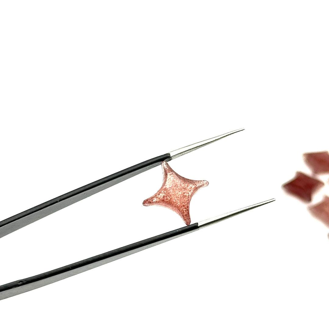 Strawberry Quartz Ninja Star Shape Carving Beads, Fancy Star Shape Gemstone Beads, 11X15 MM Jewelry Making Star Shape Briolettes Loose Beads