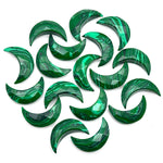 Load image into Gallery viewer, Faceted Malachite Crescent Moon Beads: 17mm Carved Gemstone Briolettes