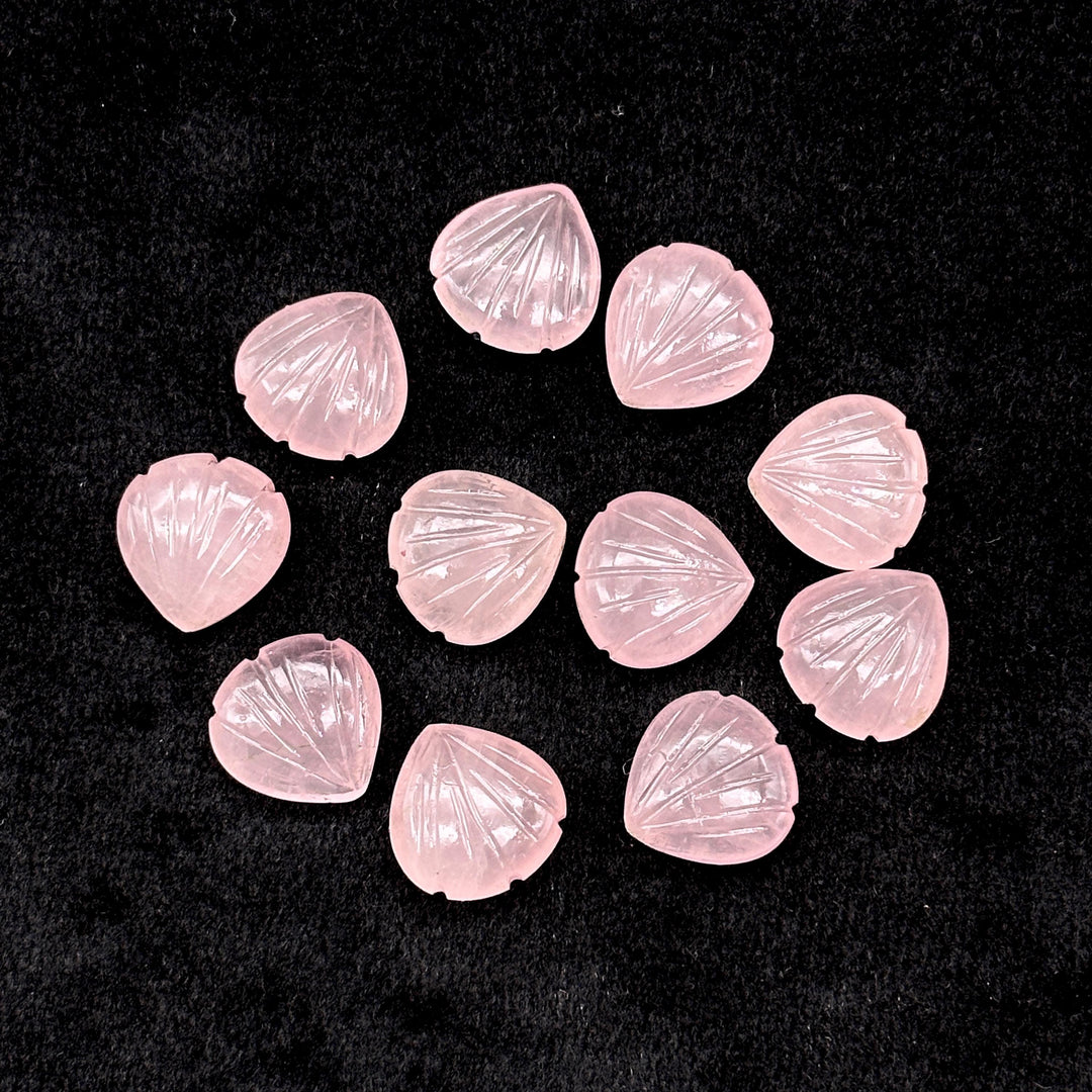 Natural Rose Quartz Carved Shell Shape Beads, 12 MM Shell Beads, Carved Gemstone, Seashell Charm Gemstone, Hand Carved Beads, Pink Charms