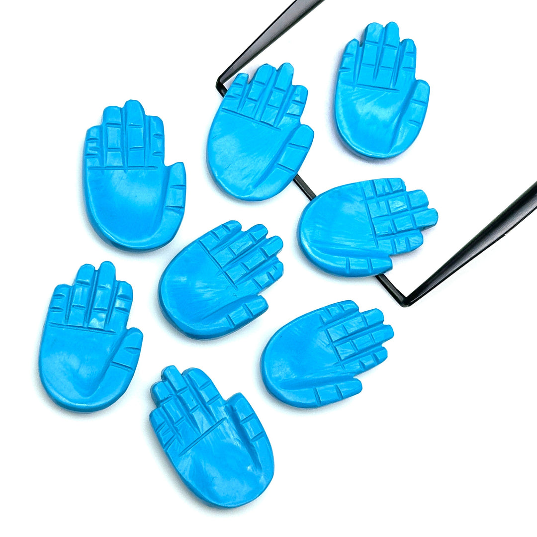 Blue Turquoise Hamsa Shape Carving Gemstones, 25 MM Palm Shape Gemstone, Healing Power Of Hamsa, Hand Carved Jewelry Making Charms