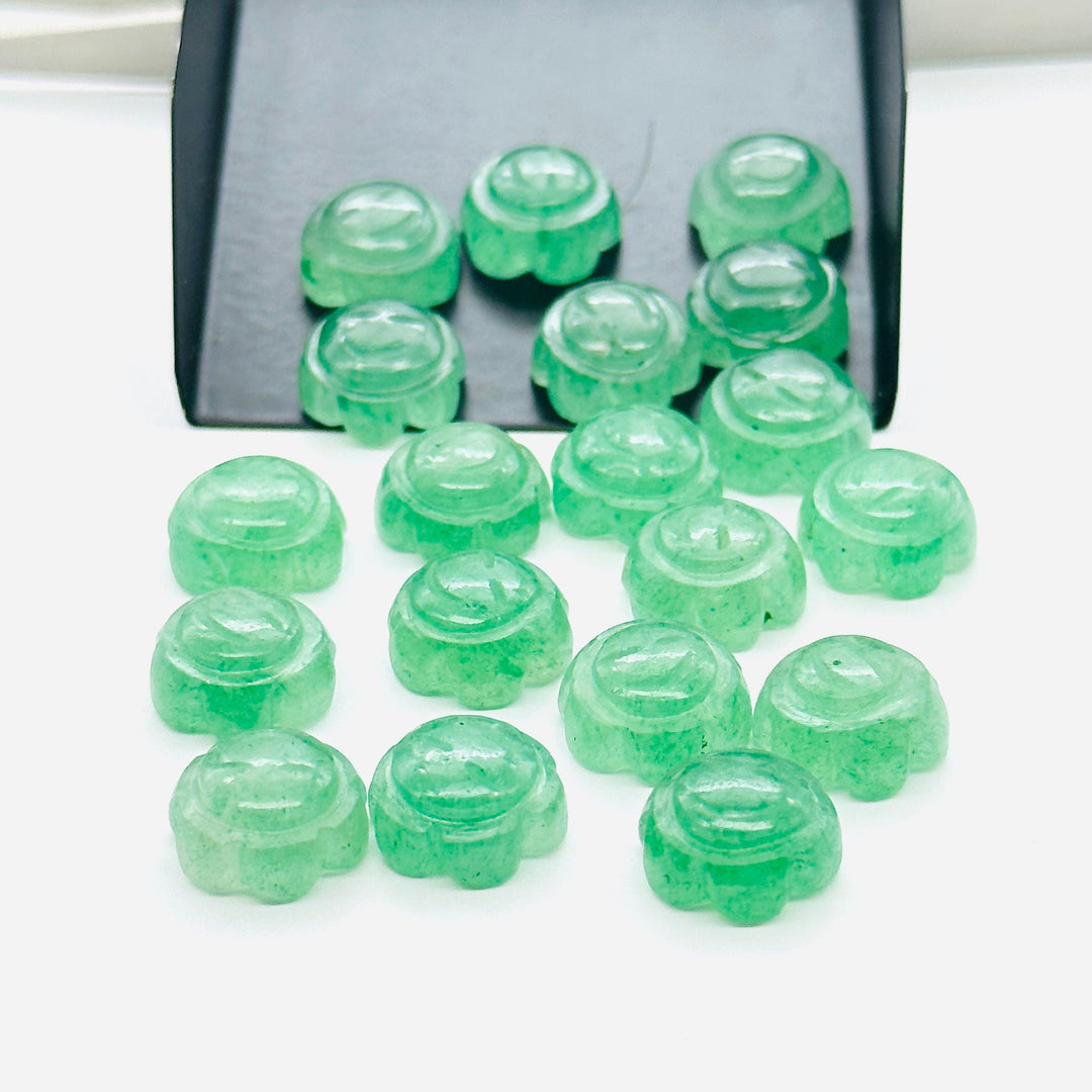 2,3,4,5 pcs 100% Natural green strawberry Fancy Shape Carved Gemstone, Loose Gemstone, sunflower Shape Gemstone, Carved Gemstone 12 mm