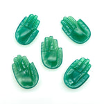 Load image into Gallery viewer, Natural Green Onyx Hamsa Shape Carved Stone, 25 MM Palm Shape Gemstone, Green Onyx Handmade Charms, Jewelry Making Hamsa Charm Beads