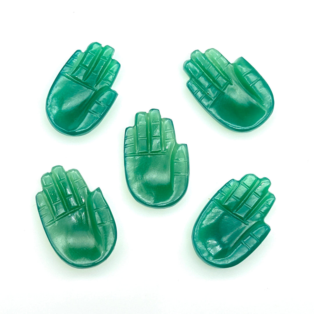 Natural Green Onyx Hamsa Shape Carved Stone, 25 MM Palm Shape Gemstone, Green Onyx Handmade Charms, Jewelry Making Hamsa Charm Beads