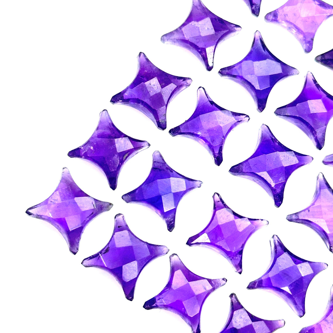 Natural Amethyst Ninja Star Shape Carving Beads, Fancy Star Shape Gemstone Beads, 11X15 MM Jewelry Making Star Shape Briolettes Loose Beads
