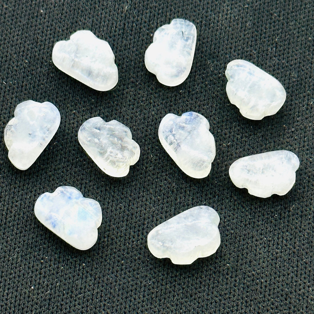 2,3,4,5 pcs Natural Rainbow Moonstone Cloud Shape Smooth Carved Gemstone Jewlery Making, Loose Gemstone, Smooth Gemstone 10X7mm