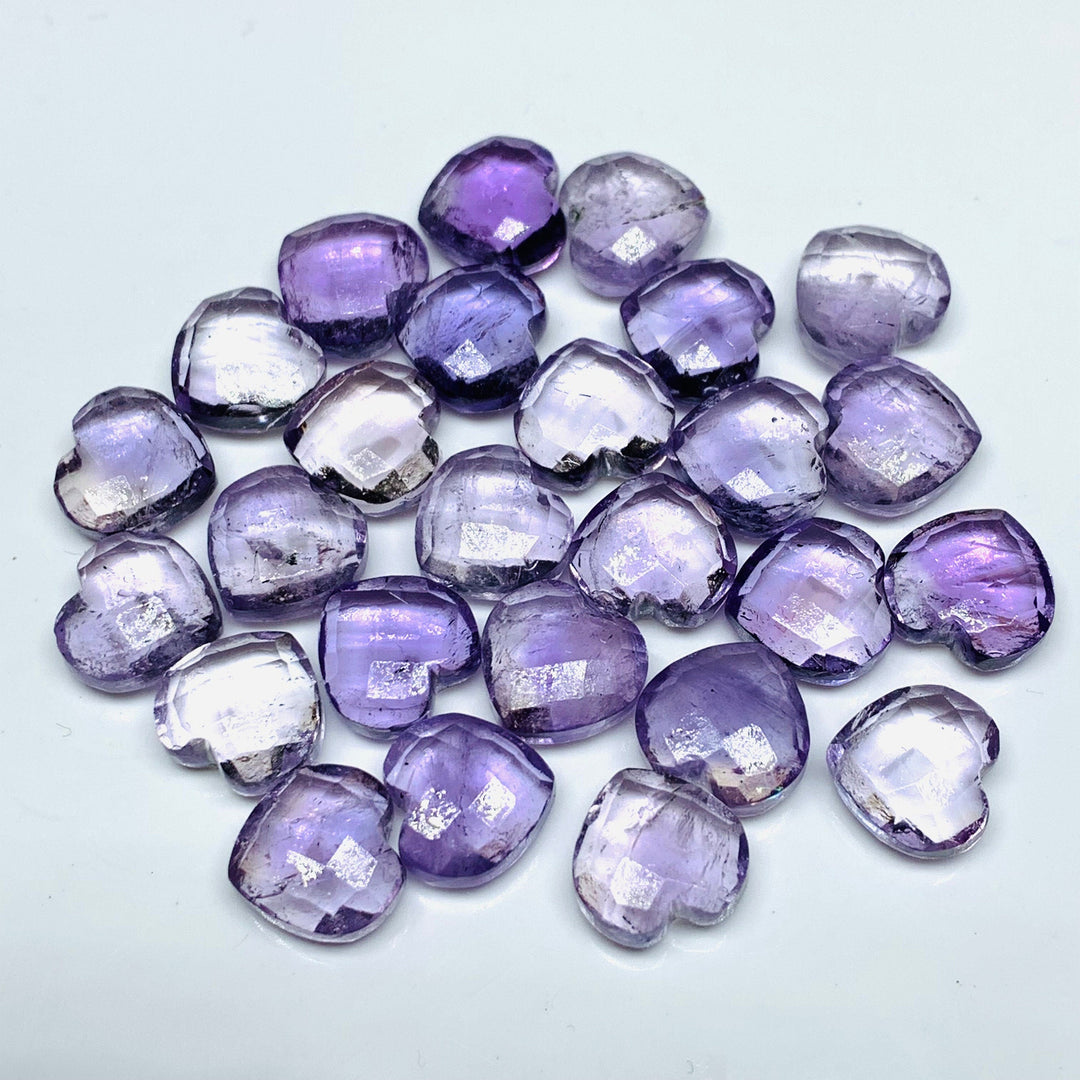 2,5,6,7,8 Pcs Natural Amethyst Carved Heart Shape Beads, Faceted Heart Gemstone For Jewelry, Heart Shape Briolette's Loose Gemstones 10mm