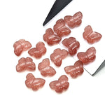 Load image into Gallery viewer, Pretty Pink Strawberry Butterfly Shape Beads, Strawberry Hand Carved Butterfly Briolettes, Gemstone Carvings, 13 MM, Loose Butterfly Charms