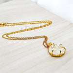 Load image into Gallery viewer, Natural Crystal Quartz Flower Pendant, Crystal Hand Carved Flower Necklace, Flower Gemstone Necklace For Her, 17 mm Flower, Bridesmaid Gifts