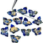 Load image into Gallery viewer, Mohave Turquoise Butterfly Gemstone, Dark Ocean Blue Mohave Copper Turquoise Butterfly, Handmade Faceted Butterfly Carving Beads, 14x10 MM
