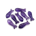 Load image into Gallery viewer, Carved Amethyst Fish Charm: Natural Purple Crystal Briolette (25mm)