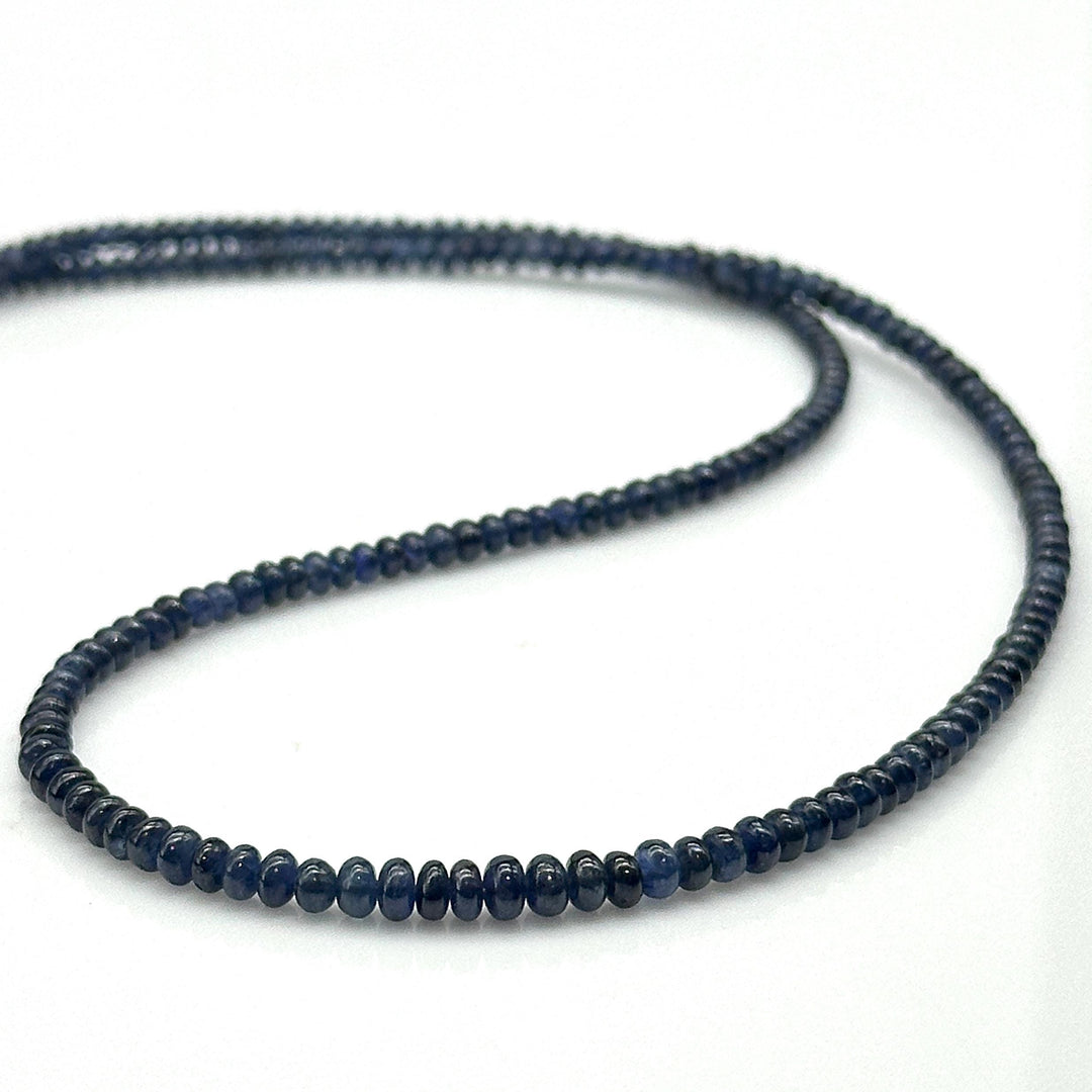 Natural Blue Sapphire Necklace, Blue Sapphire Beaded Necklace, 3 MM Blue Gemstone Necklace, Sterling Silver Handmade Jewelry, Gift for her