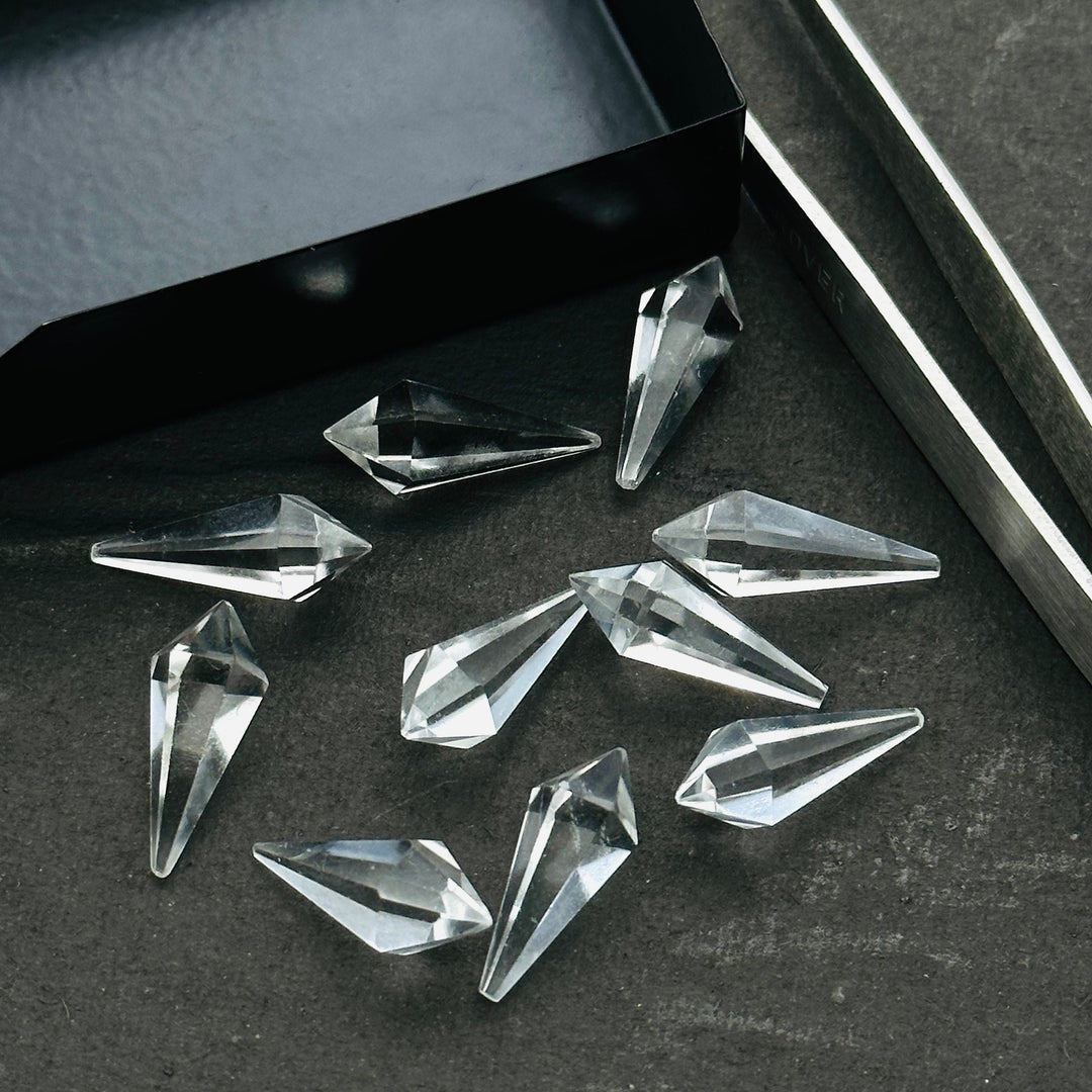 2,3,4,5 pcs 100% Natural crystal quartz Fancy Shape Carved Gemstone, Loose Gemstone, pyramid Shape Gemstone Jewlery, Carved Gemstone 20x7 MM