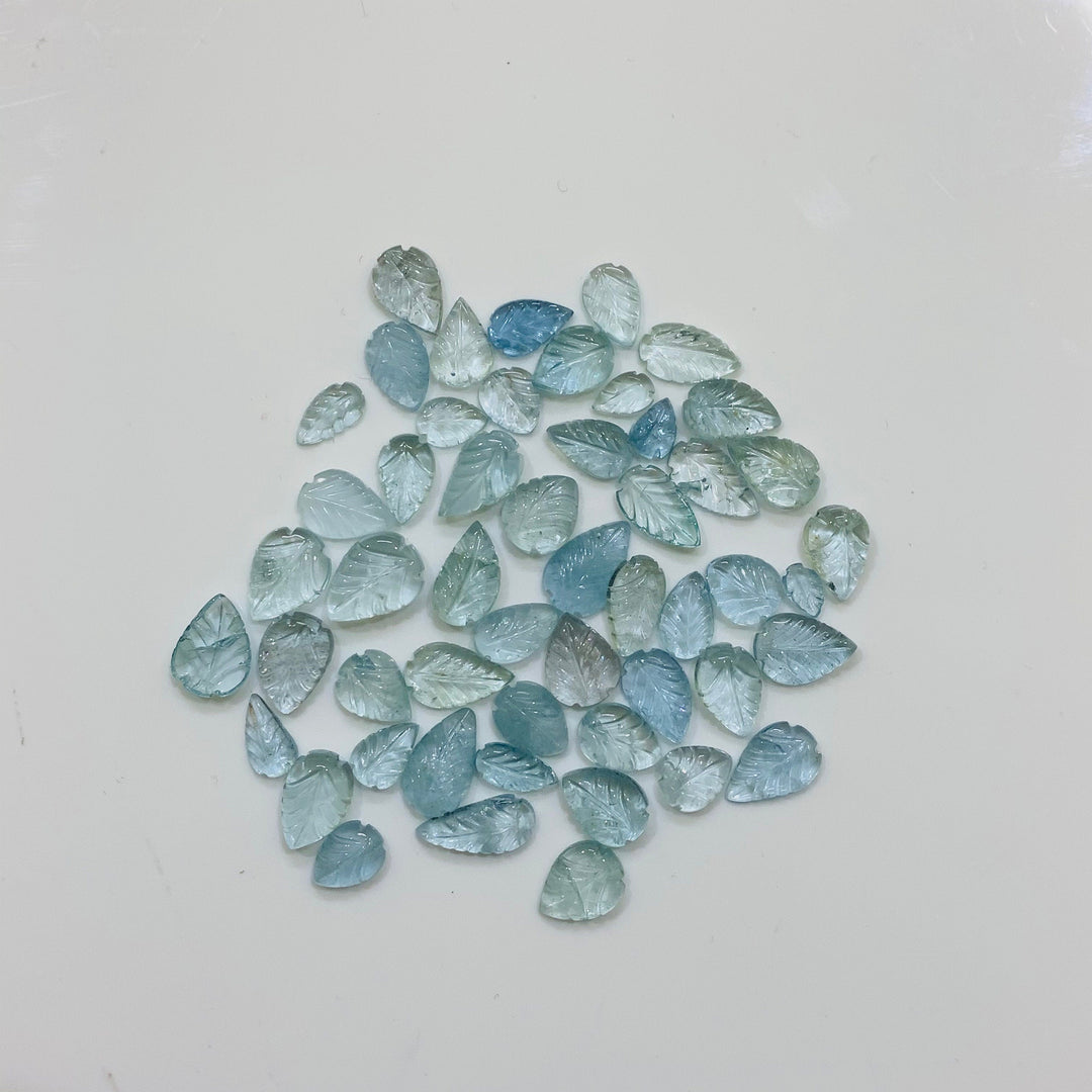 Gorgeous AAA Quality Natural Aquamarine Leaf Shape Carved Loose Gemstone, Leaf Carving For Jewellery 9-12 mm