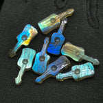 Load image into Gallery viewer, Flashy Labradorite Guitar Shape Carving Beads, Little Guitar Shape Hand Carved Gemstone, 26 MM, Miniature Guitar Gemstone, Tiny Charms