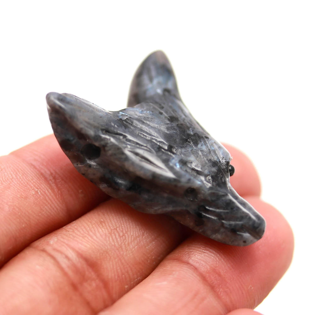 Natural Labradorite Fox Head, AAA Onyx Jewelry Making Gemstones Side Drill from Ear, Head Carved Beads, Reiki Healing Crystal, Home Decor