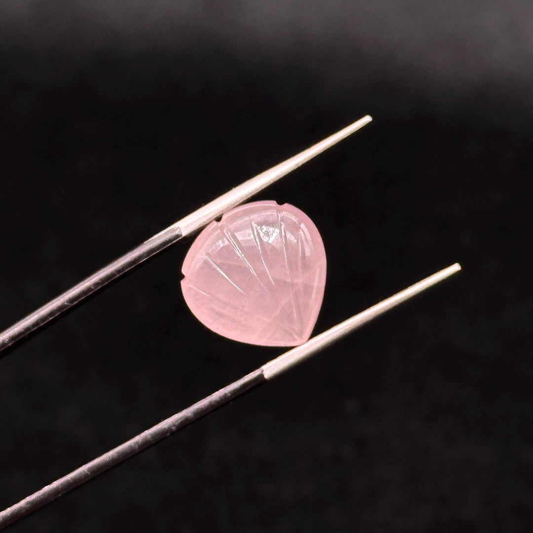 Natural Rose Quartz Carved Shell Shape Beads, 12 MM Shell Beads, Carved Gemstone, Seashell Charm Gemstone, Hand Carved Beads, Pink Charms