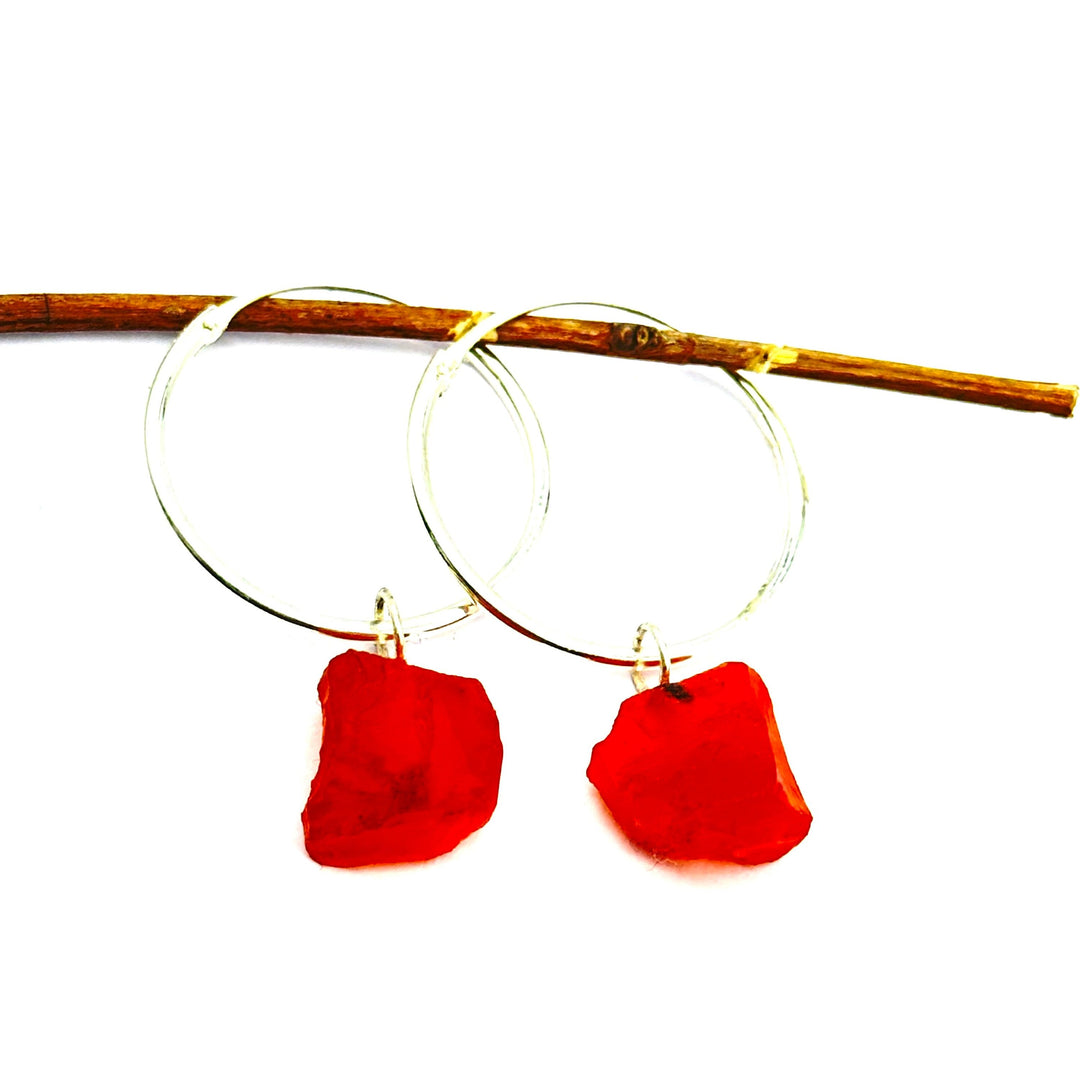 Natural Rough Carnelian Handmade Hoop Earings, Carnelian Dangle & Hoop Earrings For Girls, Fashionable Earrings For Girls, Gift For Her