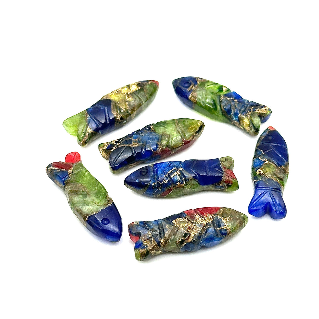 AAA Green, Blue Copper Turquoise Fish Shape Gemstone, Rare Turquoise Fish Shape Beads, Crystals Fish for Jewelry Making, Fish Charms 23X9 MM