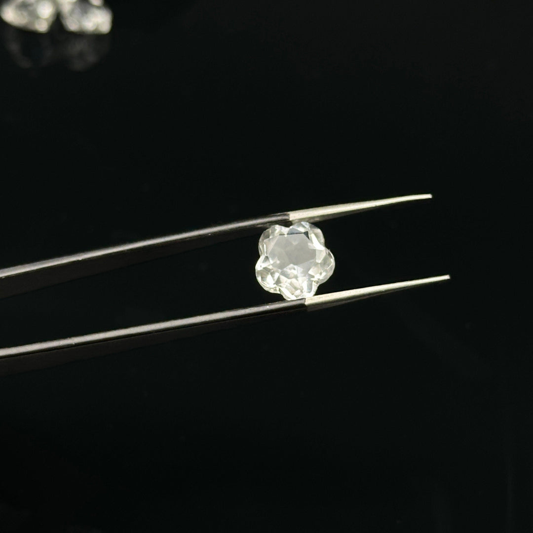 AAA Crystal Quartz Flower Shape Faceted Gemstone, Flower Shape Carving Cut Stones For Jewelry Making, 10 MM Clear Visible Crystal Beads