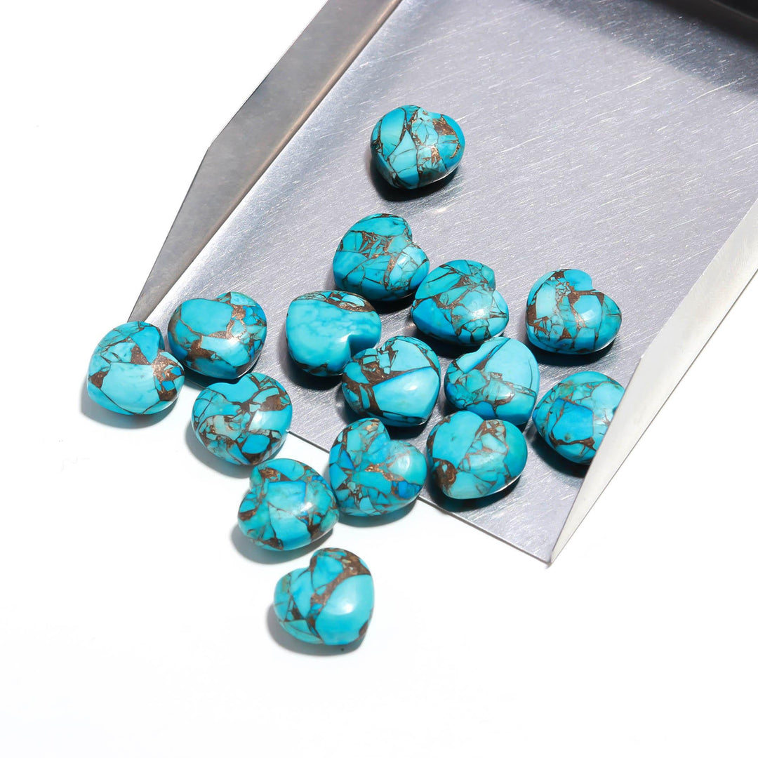AAA Copper Turquoise Heart Shape Briolette's, Blue Turquoise Smooth Heart Shape Beads, AAA Hand Carved Charm for Jewelry Making 12 MM